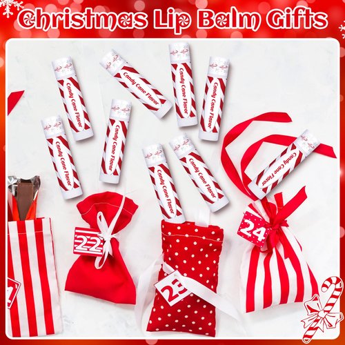 150 Pack Christmas Lip Balms Bulk Christmas Candy Peppermint Cane Scented Holiday Flavor Lip Balm Gifts Xmas Party Gifts Bulk Xmas Items Stocking Stuffers for Women Men Staff Employee (Candy)