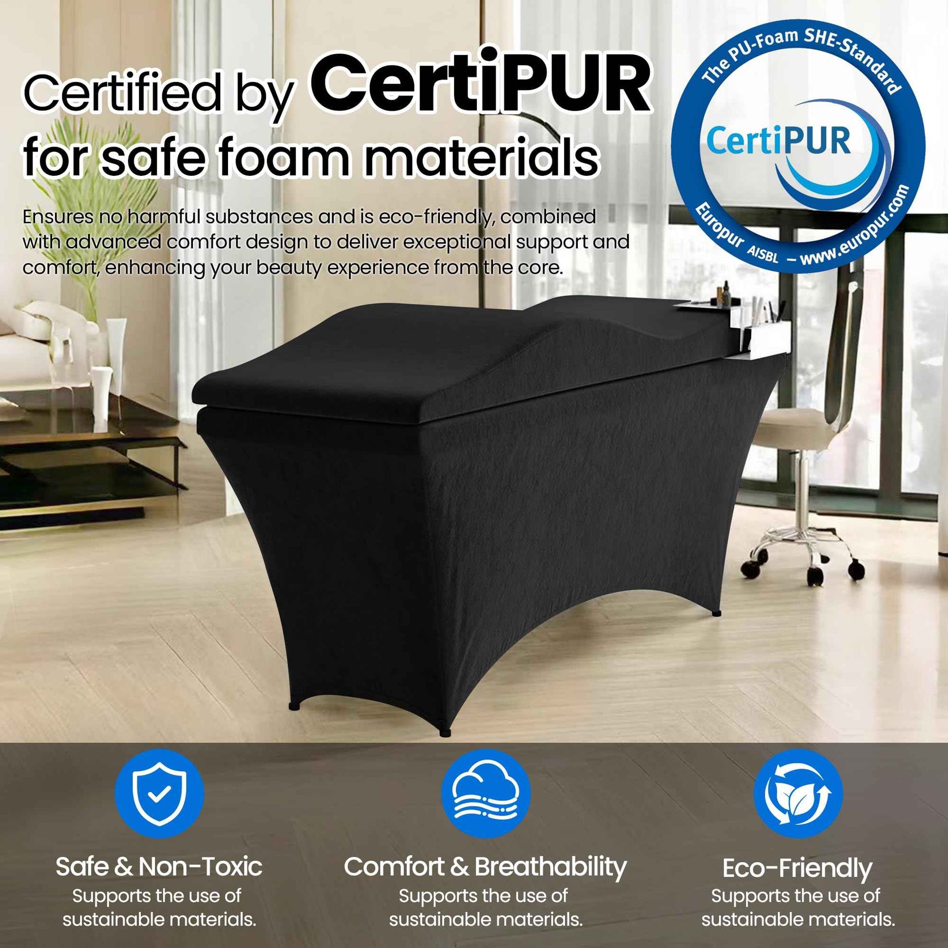 Lash Bed Foam Topper, Massage Table High-Density Foam Mattress, Ergonomic Curved Lash Bed Topper Cushion for Beauty Salon