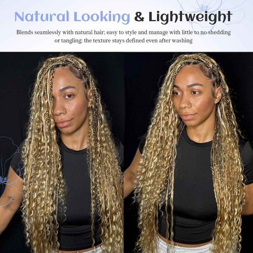 P27/613 Blonde Human Braiding Hair Deep Water Wave Bulk 26 Inch Long Curly Bundles Human Hair Color 27 and 613 Blonde Boho Human Hair for Braiding Highlights Blonde Boho Braids Bundles No Weft