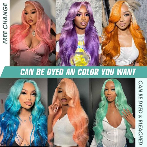BUGUQI 613 Blonde Body Wave Lace Front Wigs Human Hair 13X4 Lace Front Wigs Human Hair 200 Density 613 HD Lace Frontal Wigs Pre Plucked For Women 28 Inch