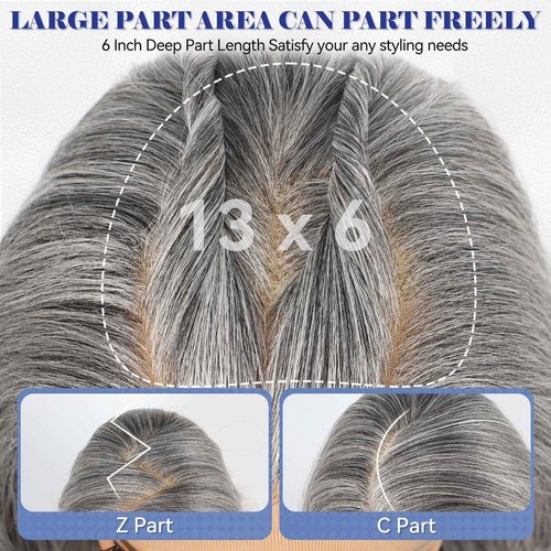 HAIRCUBE 13x6 HD Synthetic Lace Front Wig, 24 Inch Gray Long Curly Layered Wigs, Natural Density Hairline Glueless Wigs for Women Daily Use