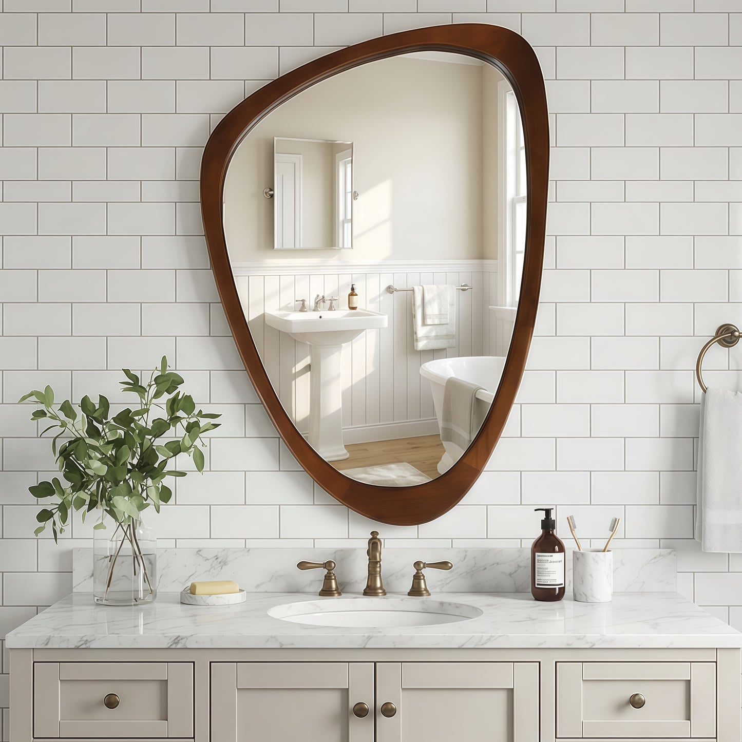 24x36 Black Walnut Solid Wood Frame Decorative Mirror