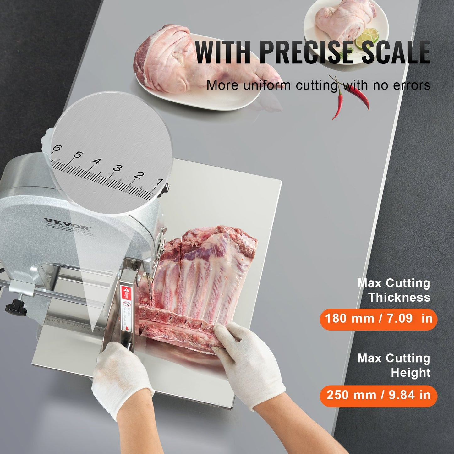 1800W Commercial Electric Meat Bandsaw Stainless Steel Bone Saw Machine