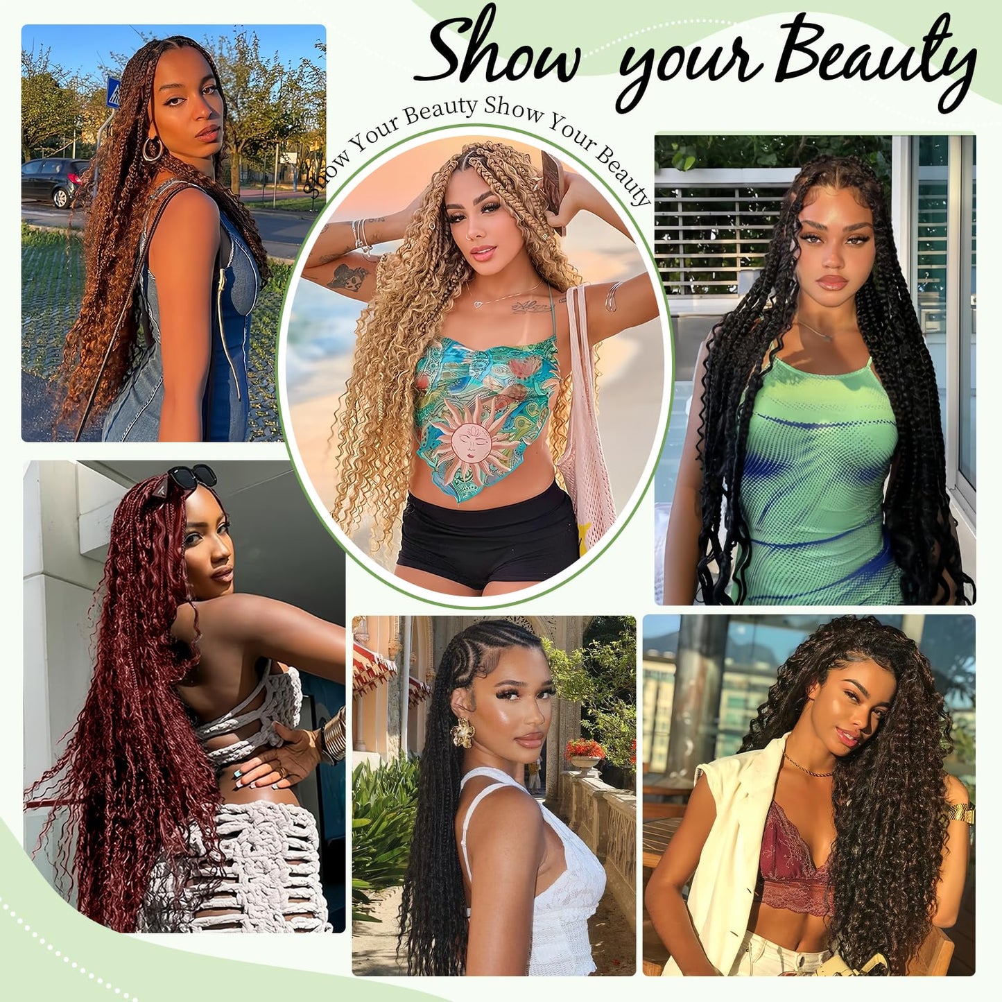 Human Braiding Hair for Boho Braids 120g 12A Deep Water Wave Bulk Human Hair Knotless Boho Braiding Curly 100% Virgin No Weft Extensions Bohemian Braids 3 Bundles/Pack Auburn Ginger 24 Inch