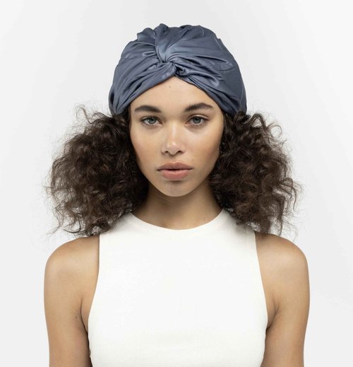Essentials by Clementine Organic Hair Bonnet in Blue Lagoon | Silver Ion Silk Lined Bamboo Sleep Cap for Frizz-Free, Curly Hair, and Scalp Health