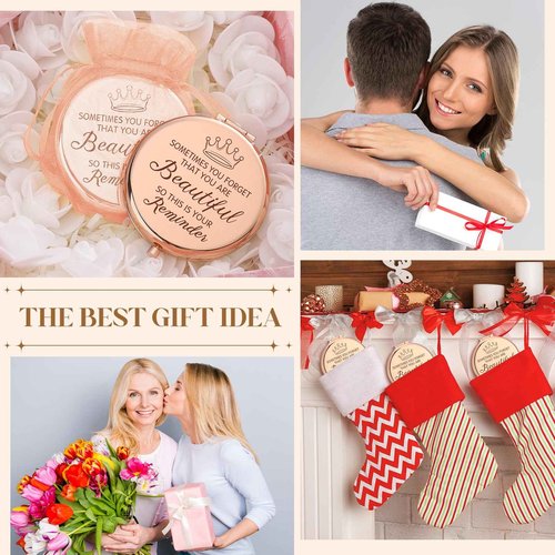 Dandat 25 Set Pocket Inspirational Compact Mirrors Bulk for Women Sometimes You Forget That You're Beautiful Magnifying Mirror Thank You Gifts Christmas Sisterhood Gifts for Women Girls Friends