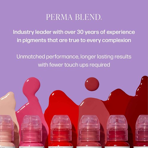 Perma Blend Berry Tattoo Ink Set for Permanent Makeup - Vegan Microblading Pigment & Tattoo Supplies for Lip Makeup - Includes Deep Red Date Night & Pink Pillow Talk Lip Blush (0.5 oz Each)