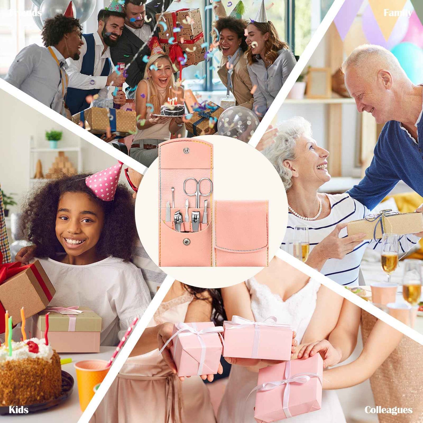 Lasnten 100 Bulk Nail Clipper Set Bulk Manicure Kit Stainless Steel Pedicure Professional Nail Care Kit with Travel Case Portable Grooming for Husband Men Women Family(Multicolor,7 in 1)