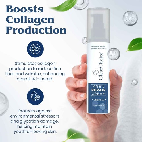 Clear Choice AGE’s Repair Cream1.7oz – Advanced Anti-Aging Cream for Wrinkles, Uneven Tone, & Texture, Collagen Boosting Peptides, Hydrating & Gentle for Sensitive Skin