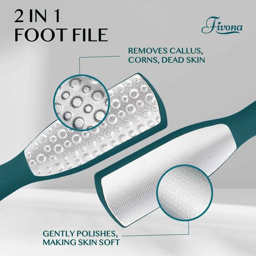Fivona Foot Care Kit 4 in 1 - Foot Soak Blend with Epsom Salt, Tea Tree and Essential Oils - Collapsible Foot Soak Basin - 42% Urea Cream for Hard, Calloused Skin - Dual Action Foot File