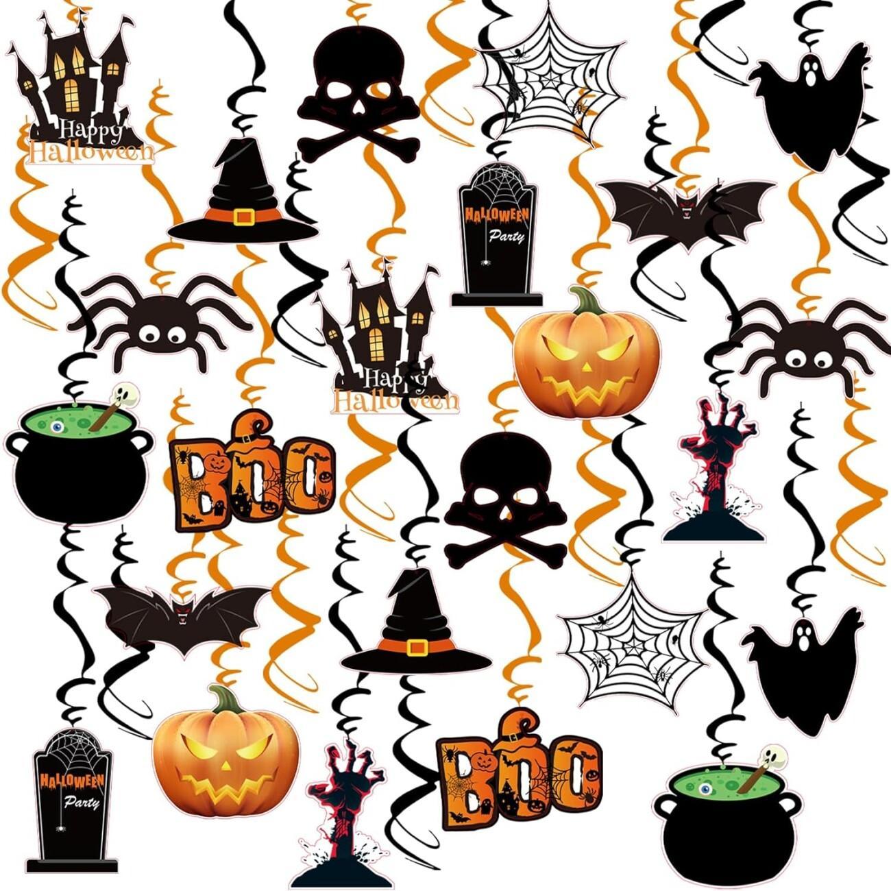 36 Pcs Halloween Hanging Swirl Decorations - Multi-Color