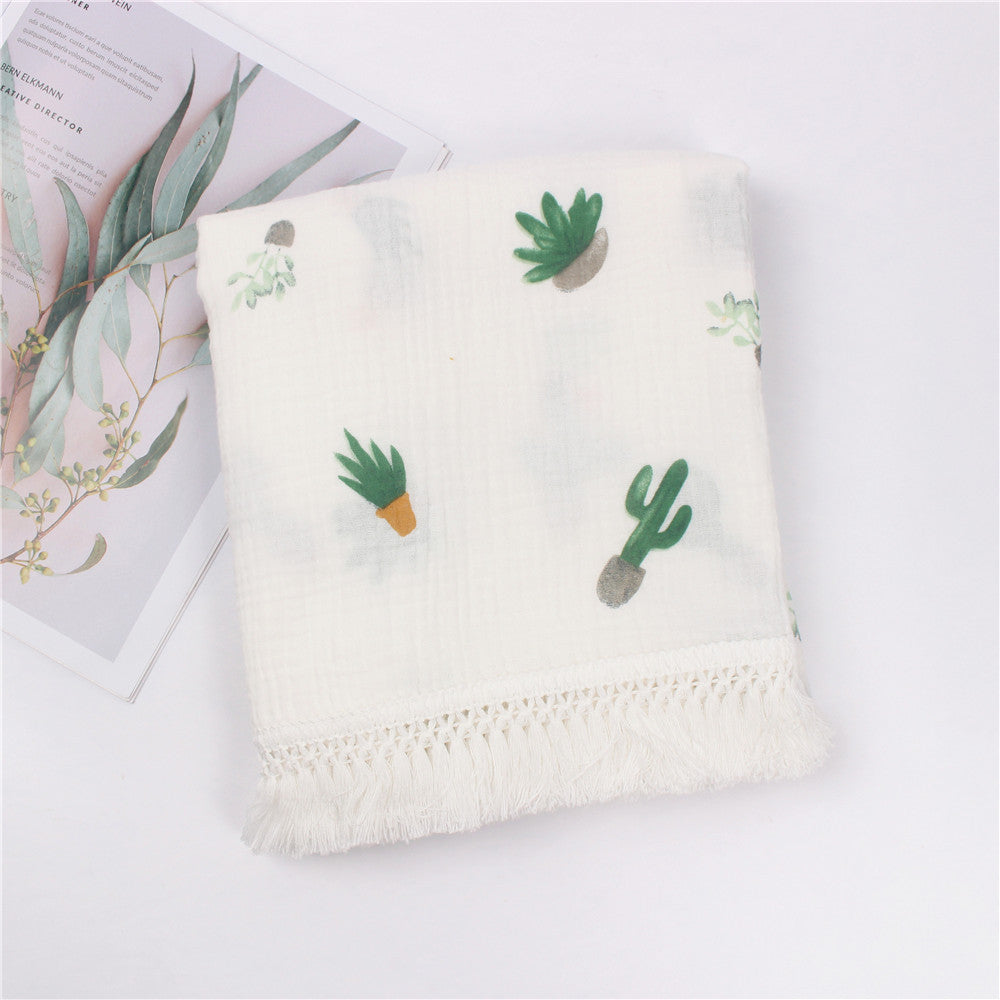 Children's Cotton Tassel Blanket - Baby Bedding 100x120cm, Multiple Colors