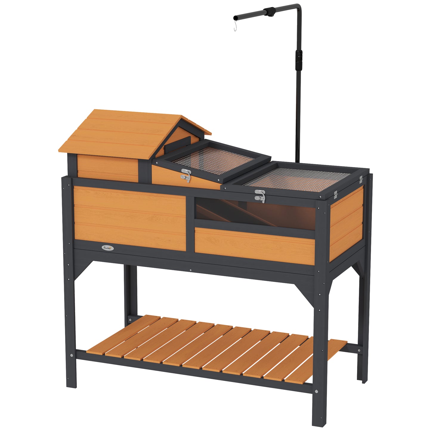 Large Wooden Tortoise Enclosure with Adjustable Lamp Holder & Storage Shelf