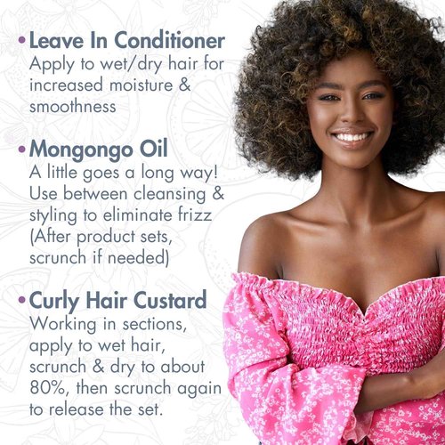 MopTop Curly Hair Products Set, Moisturizing Wavy Hair Routine, Leave-In Conditioner, Mongongo Oil, and Curly Cream and Gel, Defining Lightweight Hold, Women's Haircare Bundle