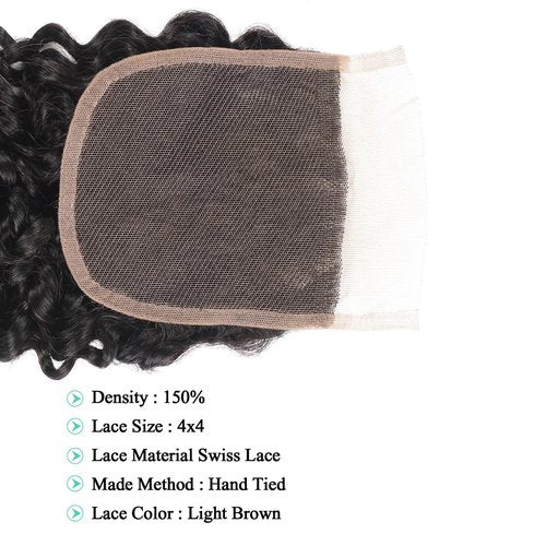 JTdebade 12 Inch Kinky Curly Human Hair Bundles Brazilian Virgin Human Hair 4 Bundles Natural Black Color 100% Unprocessed Curly Wave Human Hair Extensions(14 Inch curly *4+16 Inch Closure)