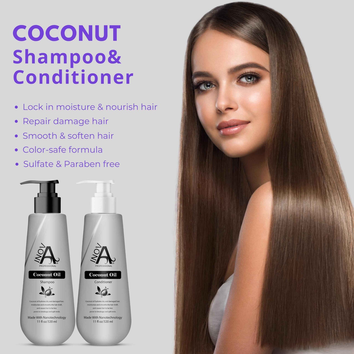 Inova Professional Coconut Oil Shampoo And Conditioner 11 Oz Each