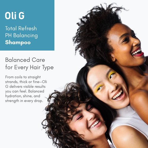 Oli G Total Refresh pH Balancing Shampoo – Lightweight Daily Cleanser for All Hair Types – With Marula Oil, Shea Butter & Quinoa Protein – Hydrating, Anti-Frizz Formula – 33.8 fl oz