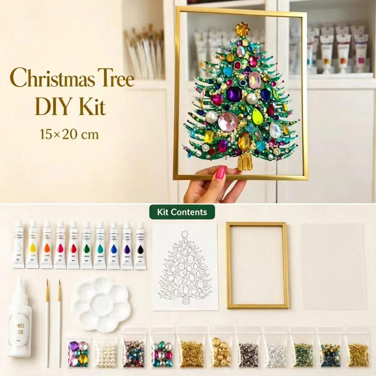 DIY Christmas Tree Jewelry Art Kit - Holiday Home Decor Craft Set