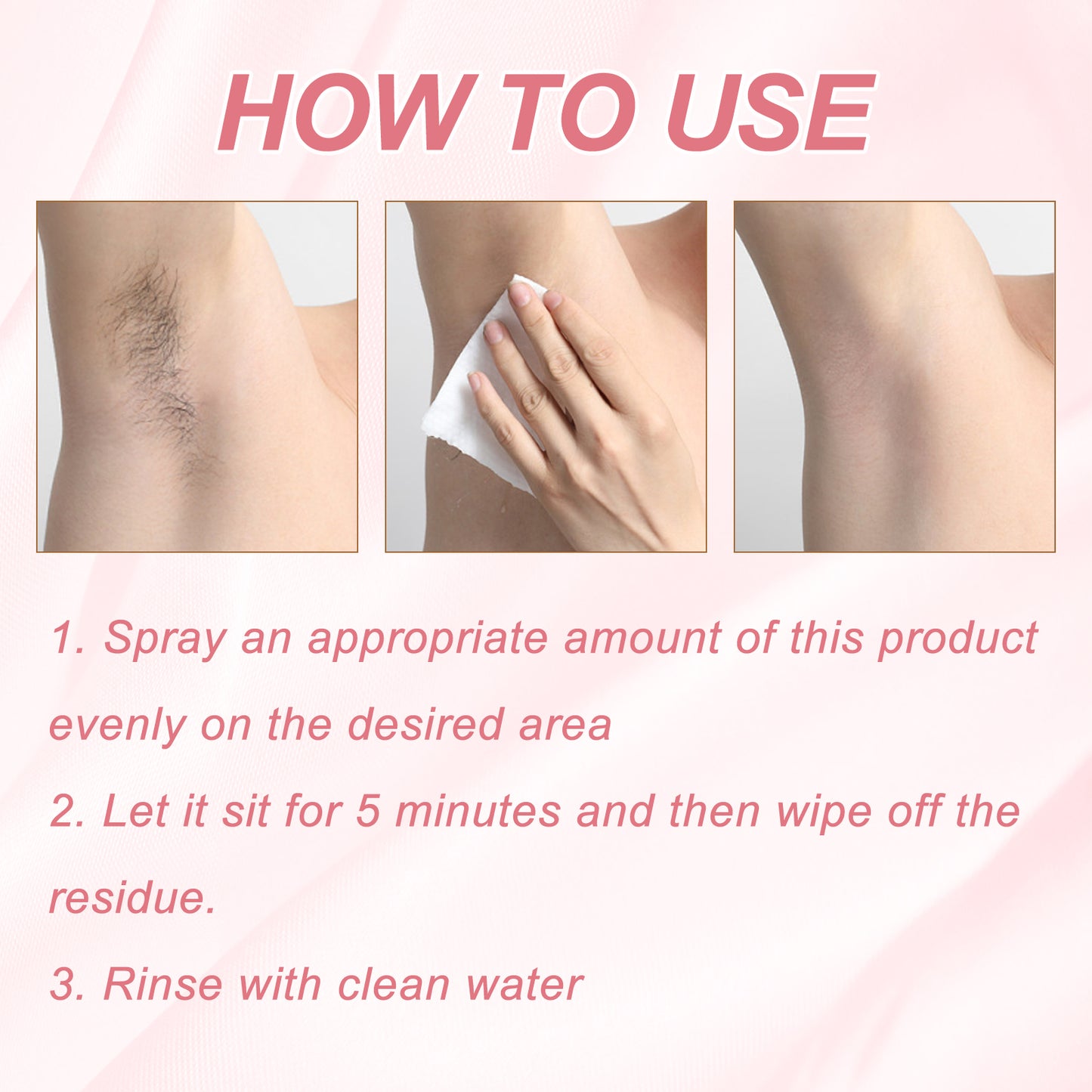 Gentle Hair Removal Spray - Painless Body Hair Remover for Smooth Skin 100ml
