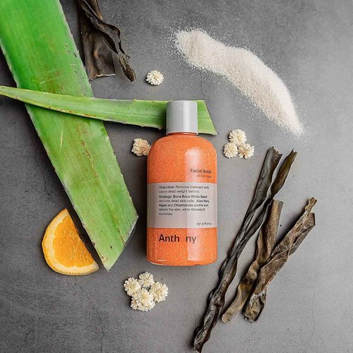 Anthony Facial Scrub, 16 Fl Oz, Contains Aloe Vera, Sand, Algae, Chamomile, Vitamin C, Soothes, Protects, Refreshes and Removes Dead Skin Cells