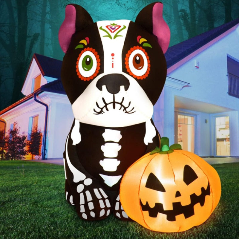Halloween Inflatable Pumpkin Dog Skull Lamp - 1.5m LED Decor for Parties