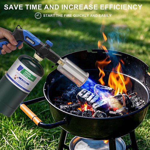 Sondiko Powerful Grill & Cooking Propane Torch L8010, Sous Vide, Campfire Starter, Adjustable Wood Torch Burner for Searing Steak, BBQ, Welding(Blue & Black) Propane Tank Not Included
