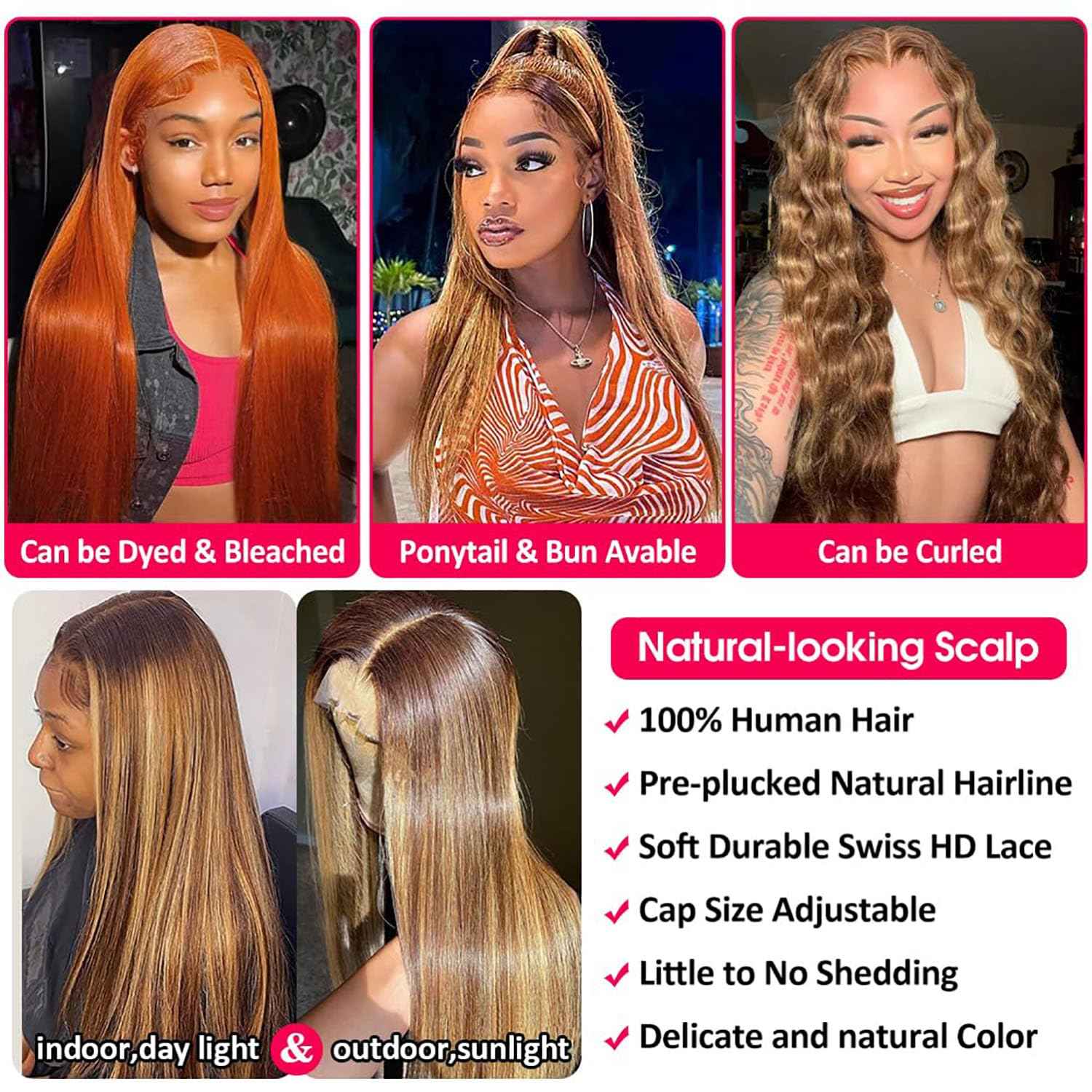 30 Inch Highlight Ombre Lace Front Wig - Human Hair, 180% Density, 13x4 Hd Transparent Lace, Honey Blonde, Straight