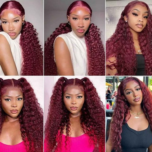 Fabimiya Bundles Human Hair Deep Wave Burgundy 99J Human Hair Bundles Unprocessed Brazilian Virgin Hair Bundles Burgundy 99J Human Hair Bundles Quick Weave Hair Extension