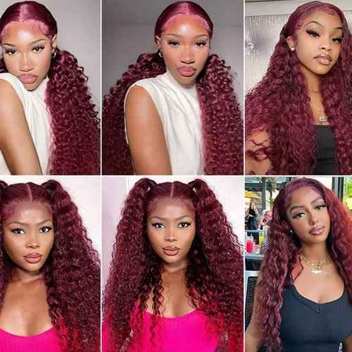 Fabimiya Bundles Human Hair Deep Wave Burgundy 99J Human Hair Bundles Unprocessed Brazilian Virgin Hair Bundles Burgundy 99J Human Hair Bundles Quick Weave Hair Extension