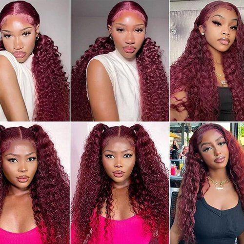 Fabimiya Bundles Human Hair Deep Wave Burgundy 99J Human Hair Bundles Unprocessed Brazilian Virgin Hair Bundles Burgundy 99J Human Hair Bundles Quick Weave Hair Extension