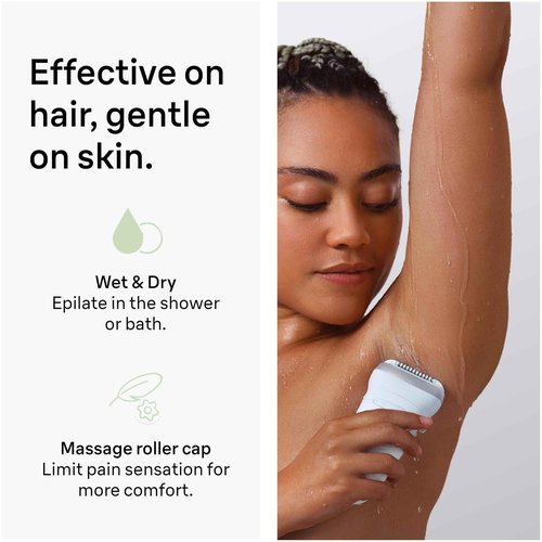 Braun Epilator Silk-épil 7, Hair Removal Device, Women Shaver & Trimmer, Wet and Dry, Wide Head, Includes Shaver Head and Trimmer Comb, SE7-041, Silver