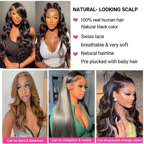 Ainmeys 18inch 13x6 Body Wave Lace Front Wigs Human Hair 250% Density Pre Plucked HD Transparent Lace Frontal Wigs Human Hair Wigs for Black Women 10A Glueless Wigs Baby Hair