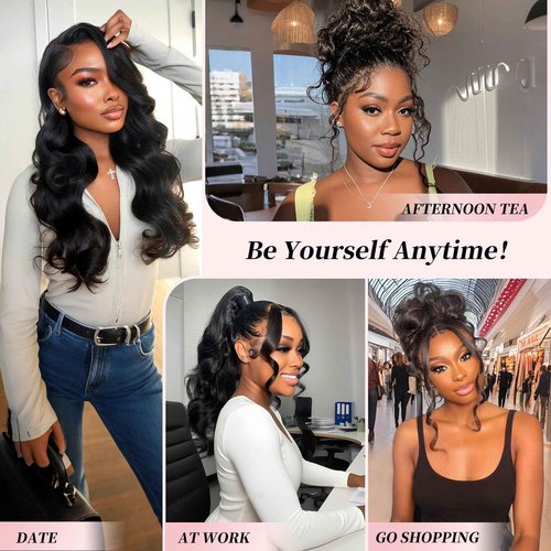 Hidden Strap Drawstring Wig 360 Lace Front Glueless Wigs Human Hair Pre Plucked Pre Cut 200 Density Glueless Body Wave Frontal 360 Full Lace Human Hair Wigs HD Lace Front Wigs 20 Inch