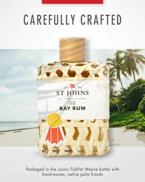 St. John Bay Rum Aftershave and Cologne | Made with Bay Leaves from The Virgin Islands | Bay Leaf After Shave Fragrance for Men | (4 oz Splash Bottle)