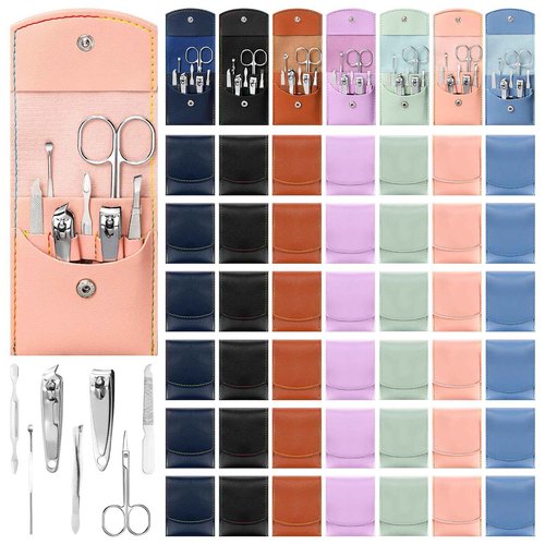 Leriton 70 Set Manicure Set Bulk Professional Nail Care Kit Nail Clippers Kit Stainless Steel Pedicure Set with Travel Case Multicolor Portable Grooming Kits Gifts for Men Women (7 in 1,3x3.9'')