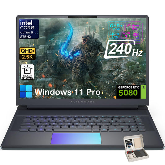 Alienware 16 Area 51 Gaming Laptop, NVIDIA RTX 5080 16GB GDDR7, Intel Ultra 9 275HX Up to 5.4GHz, 16" QHD+ 240Hz, Win11 Pro, Backlit KB, External DVD Drive, WiFi 7, 32GB DDR5, 2TB SSD