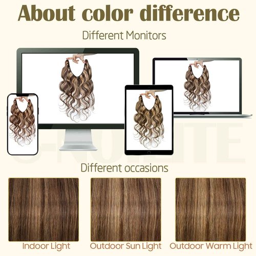 S-noilite Wire Hair Extensions Human Hair with 2 Clips Wavy Balayage Secret Wire Hair Extensions with Adjustable Headband 20" 70g Fish Line Hairpieces For Women #18/613 Ash Blonde/Bleach Blonde