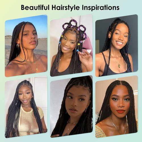 Fecihor 360° HD Full Lace Knotless Braided Wigs for Women Box Braid Wig with Baby Hair Human Hair Blended Natural Looking Black Braided Lace Front Wigs 36 Inch