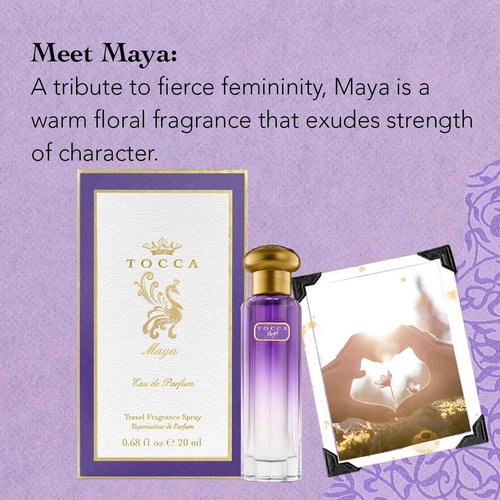Tocca Women's Perfume, Maya Fragrance, 0.68 oz (20 ml) - Warm Floral, Wild Iris, Blackcurrant, Patchouli Heart - Hand-Finished Bottle