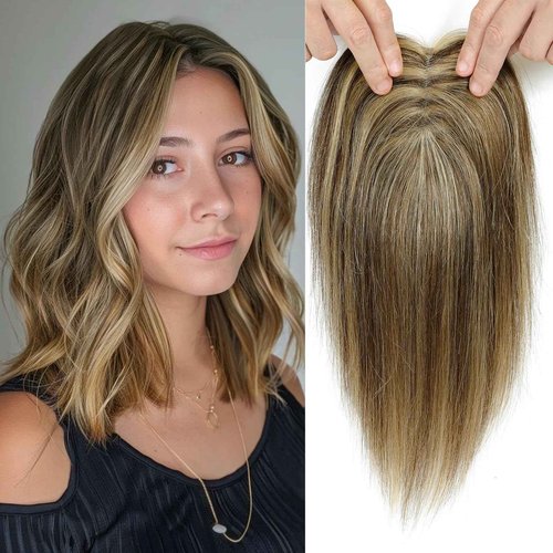 FU SHEN Hair Toppers for Women Real Human Hair Upgrade 7x10cm Swiss Base Human Hair Toppers 360°Coverage Hairpieces Toppers Hair Pieces for Women Wiglet for Women10inch(4/27#)