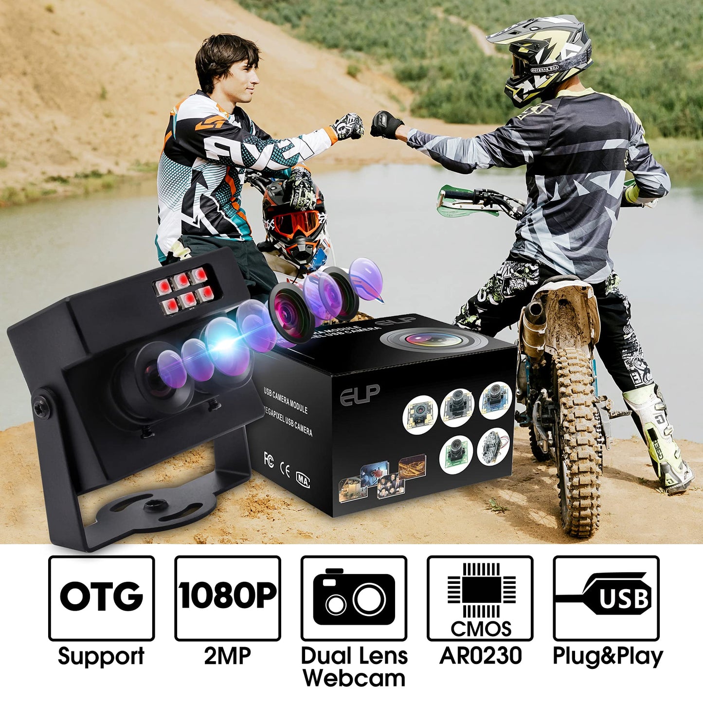 1080P USB Camera Dual Lens Day Night Vision Webcam with IR LED for Computer and Raspberry Pi WDR PC Camera Mini UVC USB2.0 Web Camera Auto IR Infrared USB Security Camera HD AR0230 USB with Camera