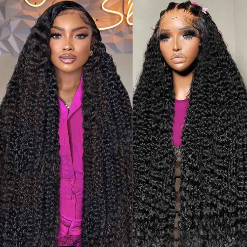 ZKSK 28 Inch 13x6 Deep Wave Lace Front Wigs Human Hair 180% Density HD Lace Front Wigs Human Hair Pre Plucked Natural Color Glueless Wig 100% Virgin Lace Front Wigs for Women