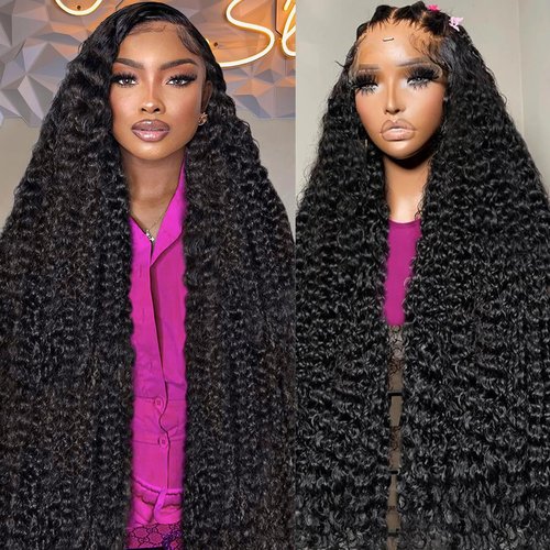 ZKSK 22 Inch Deep Wave Lace Front Wigs Human Hair 13x6 HD Lace Frontal Wigs Human Hair Pre Plucked Natural Color Glueless Wig 180% Density Deep Curly Wigs for Black Women