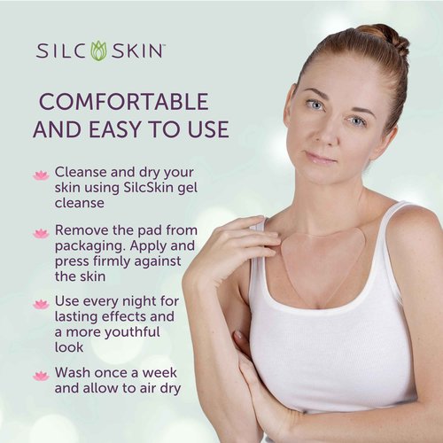 Silc Skin Decollette Pad - Medical-Grade Chest Wrinkle Pads, Smoothing Anti Wrinkle Chest Pads, Reusable Silicone Chest Wrinkle Patches, 90 Day Supply