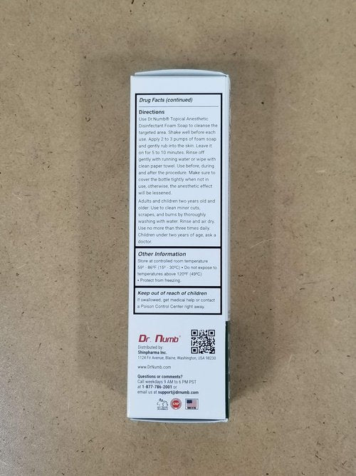 Dr. Numb 4% Lidocaine Foaming Soap with Benzethonium Chloride – Numbing Wash for Local and Anorectal Uses – 1.7 oz (5 Bottles)