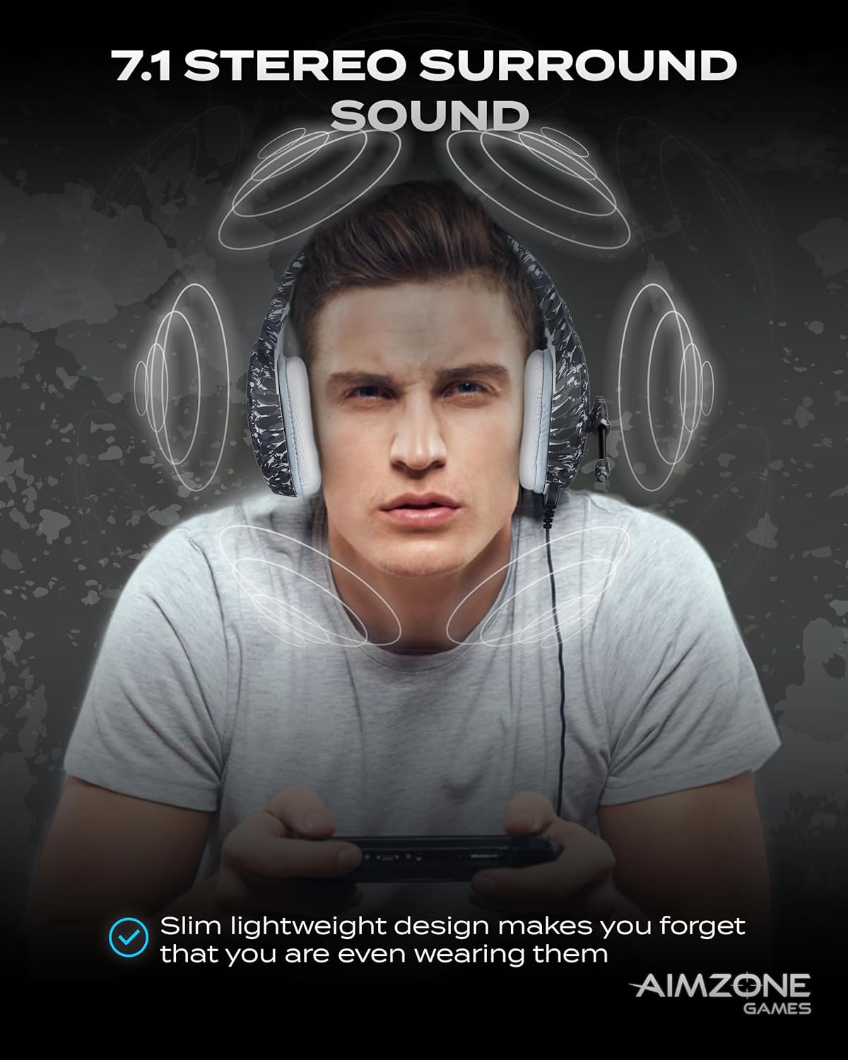Aimzone Gaming Headphones with Microphone, Over Ear Gaming Headset with Passive Noise Canceling Mic and Earmuffs, Gamer Headphones for Xbox, Switch, PS4/PS5, & PC, Camouflage