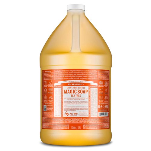 Dr. Bronner's Pure-Castile Magic Soap Liquid (Tea Tree, 1 Gallon) – Made with Regenerative Organic Oils, 18-in-1 Uses for Face, Hair, Laundry, Dishes, Hand Soaps & Body Wash – Natural, Vegan, Non-GMO