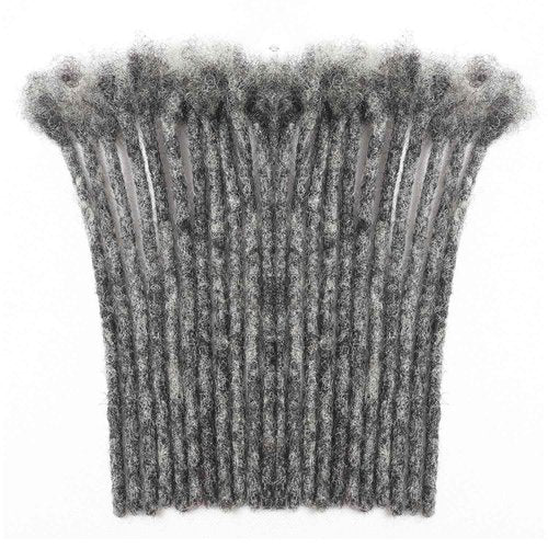 Salt and Pepper Loc Extensions Human Hair 0.6cm 8 Inch 60 Strands Nature Grey and Black Dreadlock Extensions Real Human hair for Women/Men/Kids Full Handmade Permanent Butterfly Gray locs
