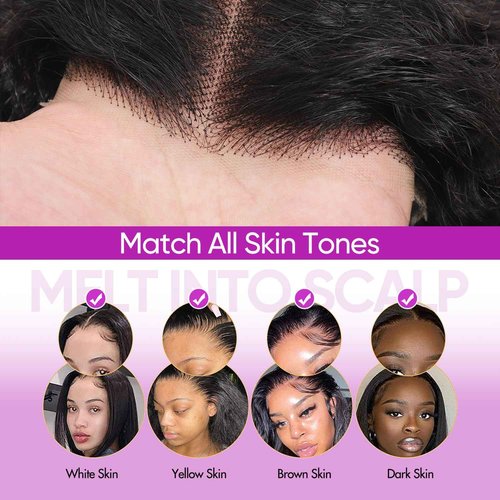 CrownGlory Deep Wave Lace Front Closure Wigs Wear and Go Glueless Wig Human Hair Pre Plucked Pre Cut 13X4 HD Lace Ready to Wear Human Hair wigs No Glue 180 Density Natural Wigs For women (18 Inch)