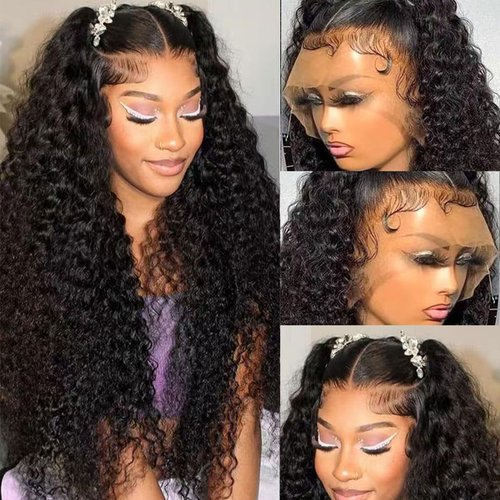 kysonty Water Wave Lace Front Wigs Human Hair 200% Density Deep curly Wet and Wavy 13x6 Hd Lace Frontal Wigs for Black Women Glueless Wigs Human Hair Pre Plucked with Baby Hair 22inch